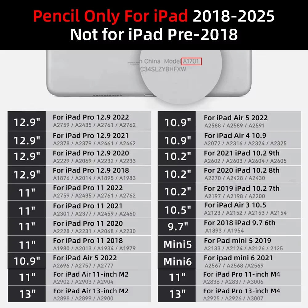 For iPad Pencil 2025 M3 Stylus Pen for Air 6 M2 Pro M4 M5 with Palm Rejection for iPad Pro 11 12.9 13 7/8/9/10/11th mini5 6 7 ﻿